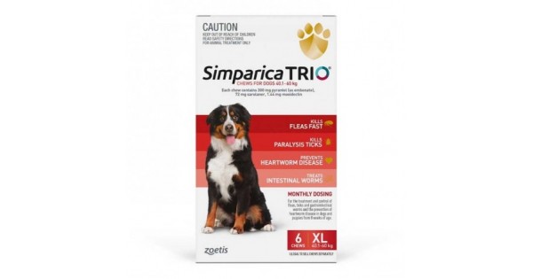 Simparica Trio 40.1-60kg (88-132 lb) Red - Heartwormers